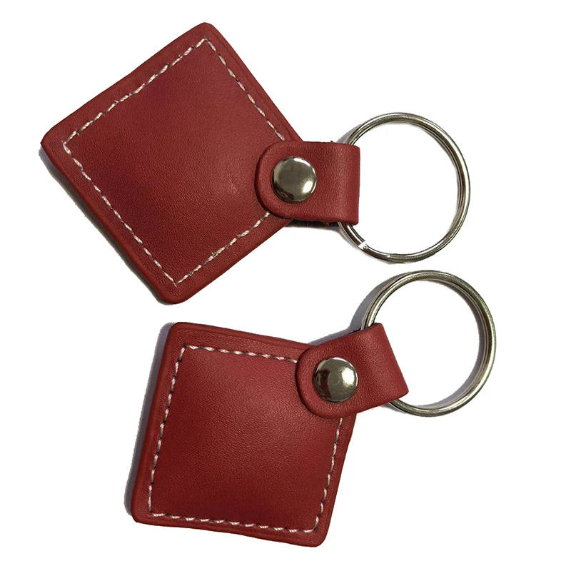 Lf/hf/uhf Wholesale Custom Logo Genuine Leather Rfid Leather Key Fob