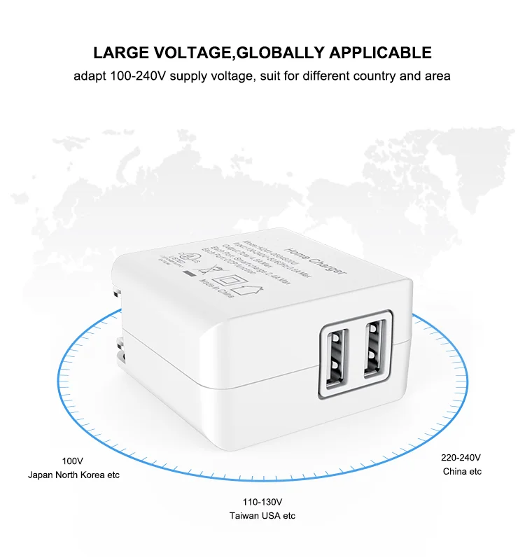 Car Charger Adapter 5v/4.8a Output Dual Usb Wall Charger Certified 110v