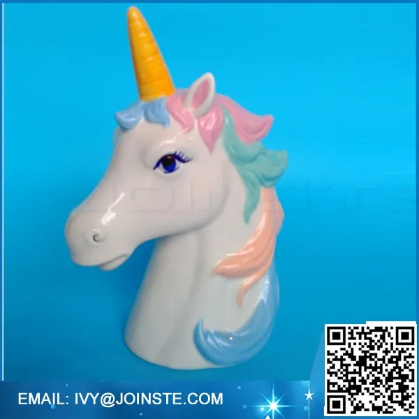 Joinste Creative Unicorn Head Shape Piggy Bank Money Bank Ceramic