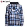 wholesale embroidered plaid jacket 100% polyester men winter buffalo plaids fleece jacket with hood