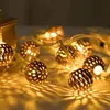 LED Battery Operation Hollow Ball Pendant Wrought iron Ball String Girl's Room Christmas Day String Light