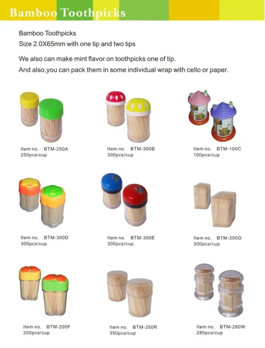 bamboo toothpicks tube packing