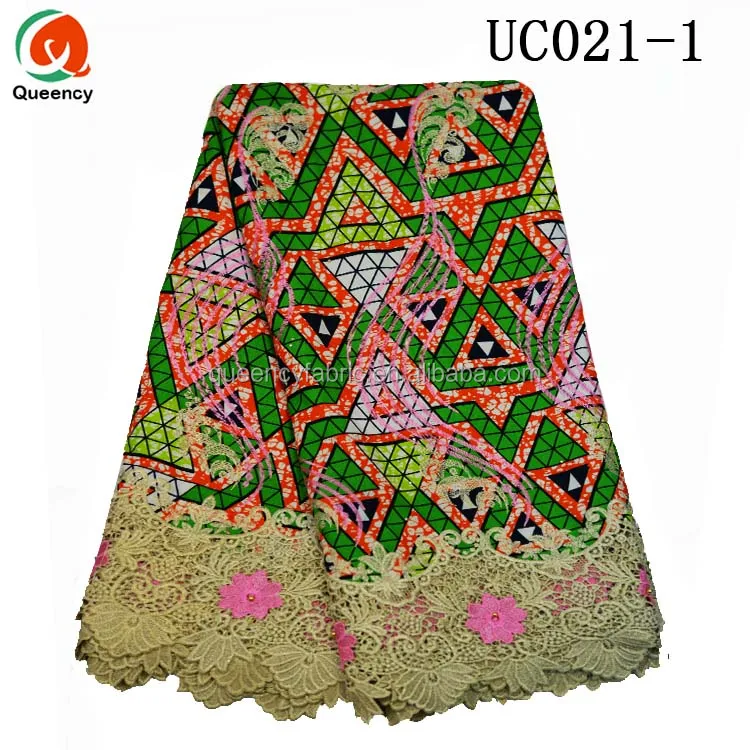 mix lace Africa Print Wax Cotton Ankara Fabric