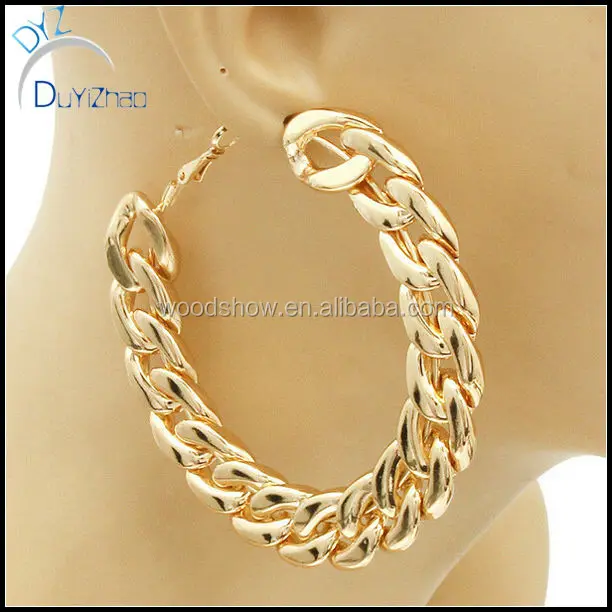 New Hip Hop Style Fashion Gold Silver Cuban Link Chain Hoop Earrings New Hip Hop Style Fashion Gold Silver Cuban Link Chain Hoop Earrings