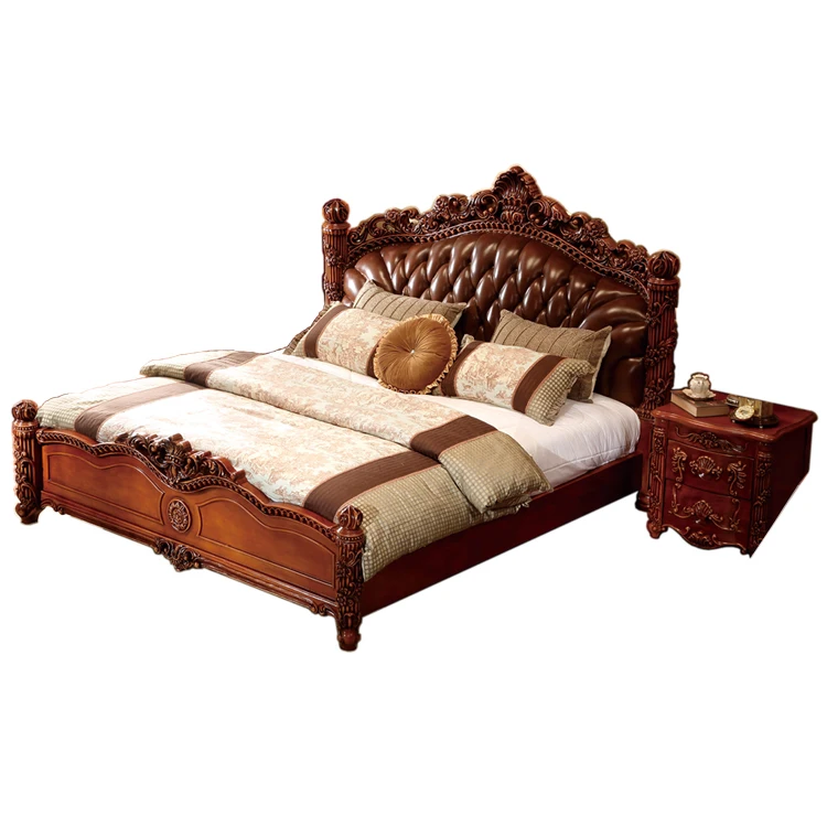 High Luxury Antique Solid Wood Carving European Style Bedroom Furniture
