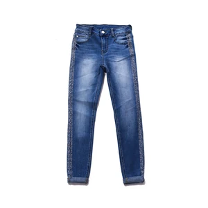 Ladies Side Stripe Small Artificial Diamond Decoration Skinny Jeans Denim Pants For Women Ladies Side Stripe Small Artificial Diamond Decoration Skinny Jeans Denim Pants For Women