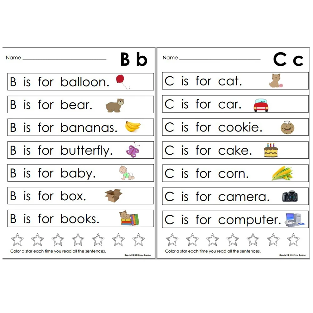 learning abc alphabet sentences english workbook