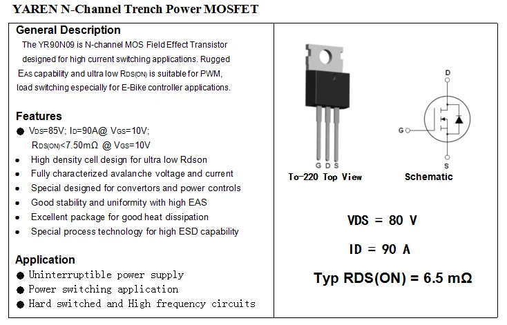 5pc   NCE6990 TO-220 69V 90A N-channel MOS transistor 