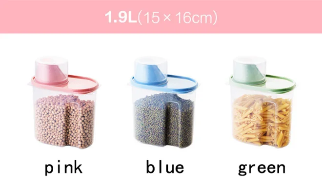 1.9L 64oz Wholesale plastic Food storage box BPA FREE Cereal Rice airtight container with Pour Spout Jug
