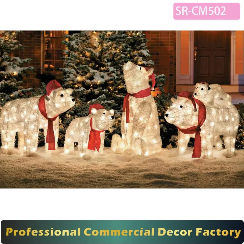 Customize commercial outdoor giant Christmas polar bear light decoration