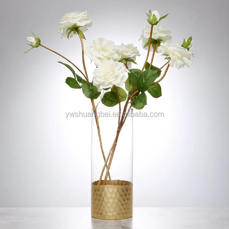 Hot Sale Glass Cylinder European Style Mercury Glass Straight Vase With