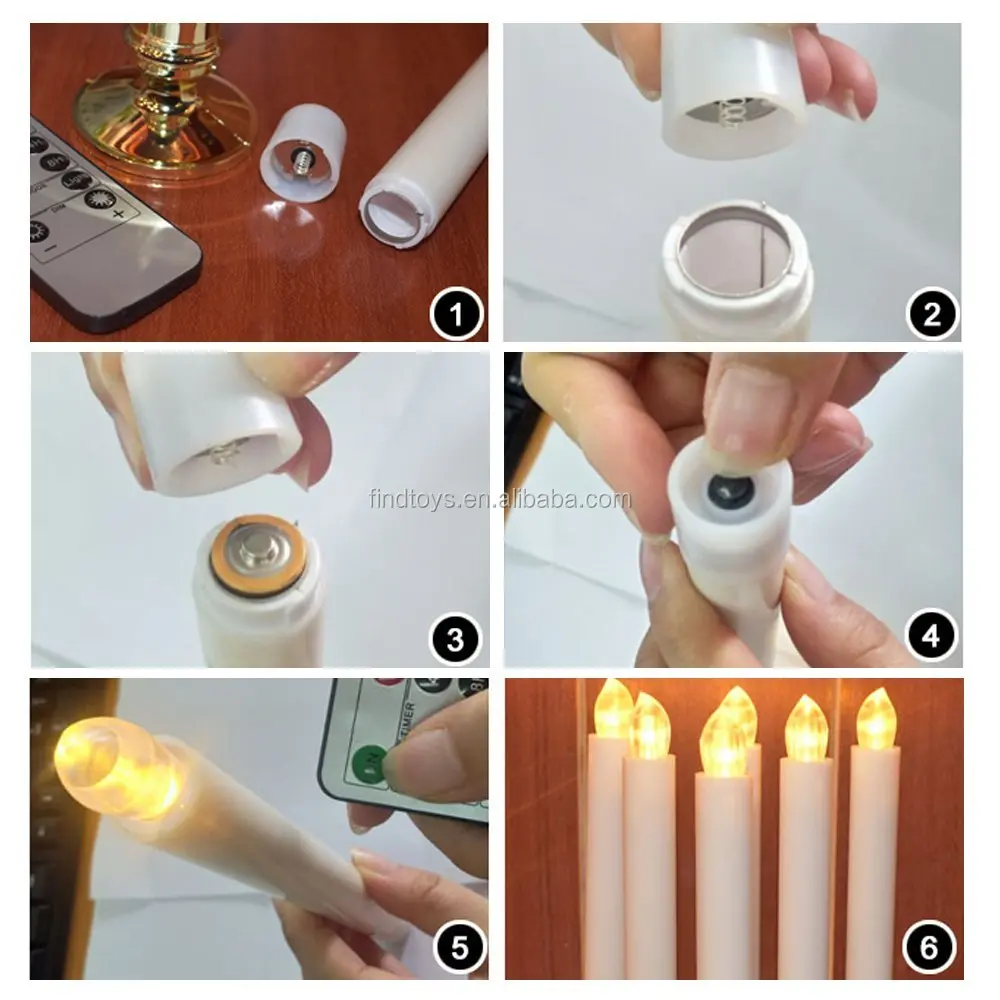 Battery Operated Colorful Flicker Flameless Taper Candle/long Led
