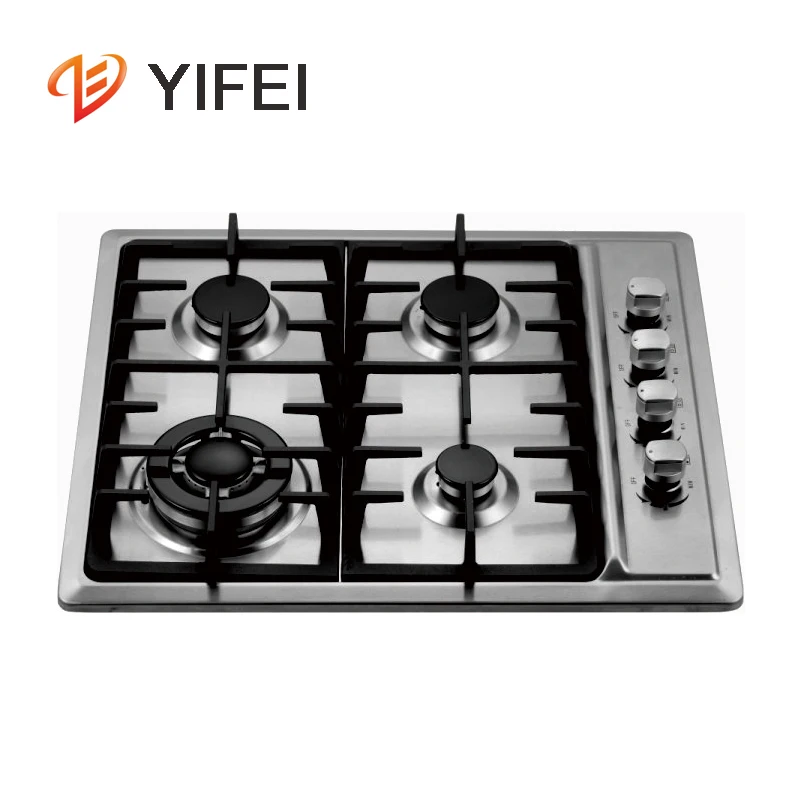 4 Burner stainless steel gas stove /Kitchen Gas Hobs with cast iron cookware