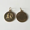 Girl Jewelry Antique Bronze Injection Process Round Embossed Animal Logo Necklace with Split Ring