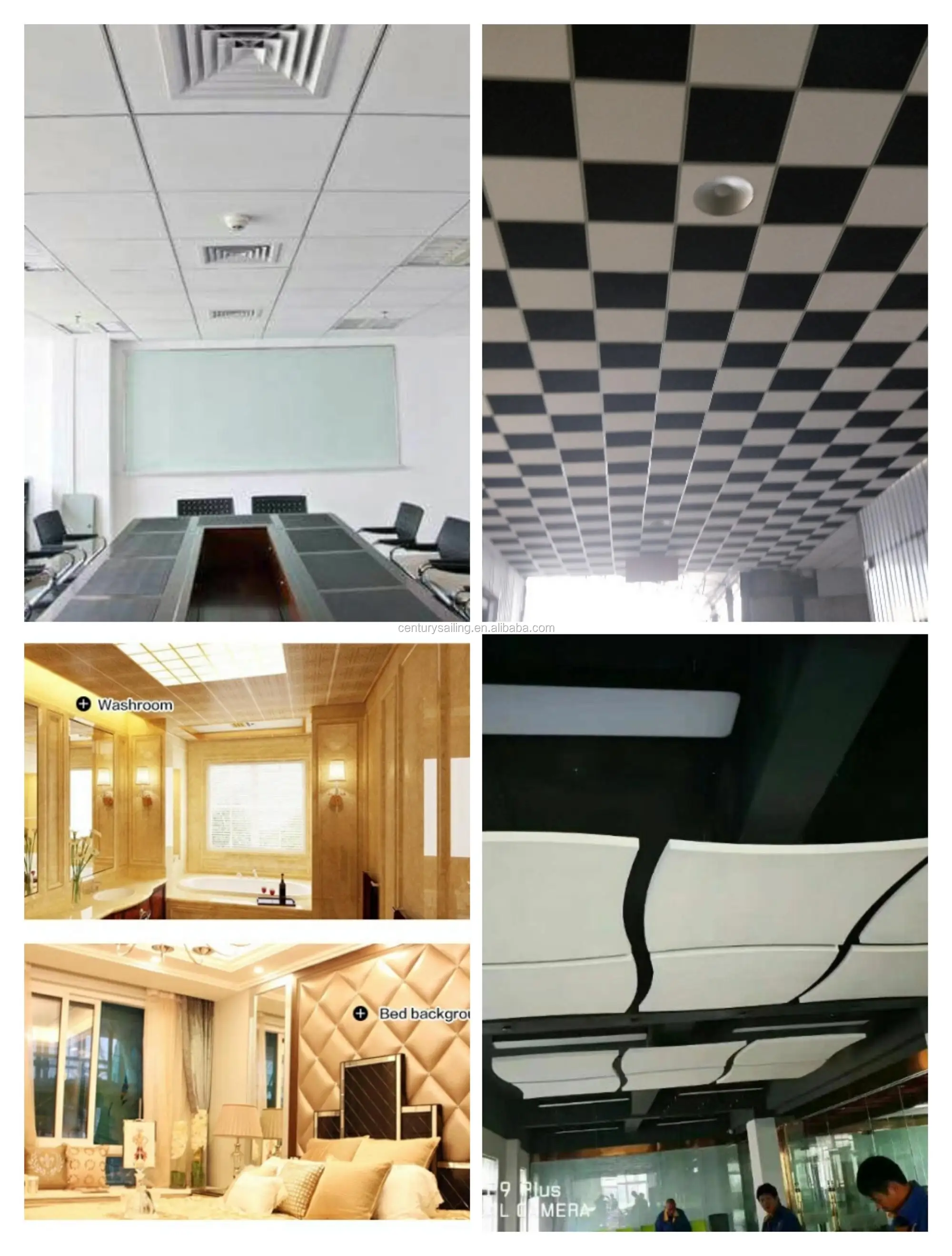 Black Fiberglass Acoustic Ceiling Tile Panels - Buy Ceiling Panels For