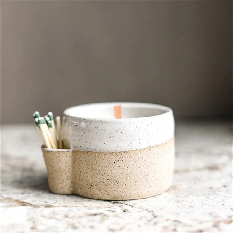 Fancy Design Speckle Glaze Matte Gift Craft Home Goods Ceramic Candle Container Jar With Match Sticks Holder Buy म मबत त ज र म मबत त क ट नर च न म ट ट म मबत त क ट नर Product On Alibaba Com