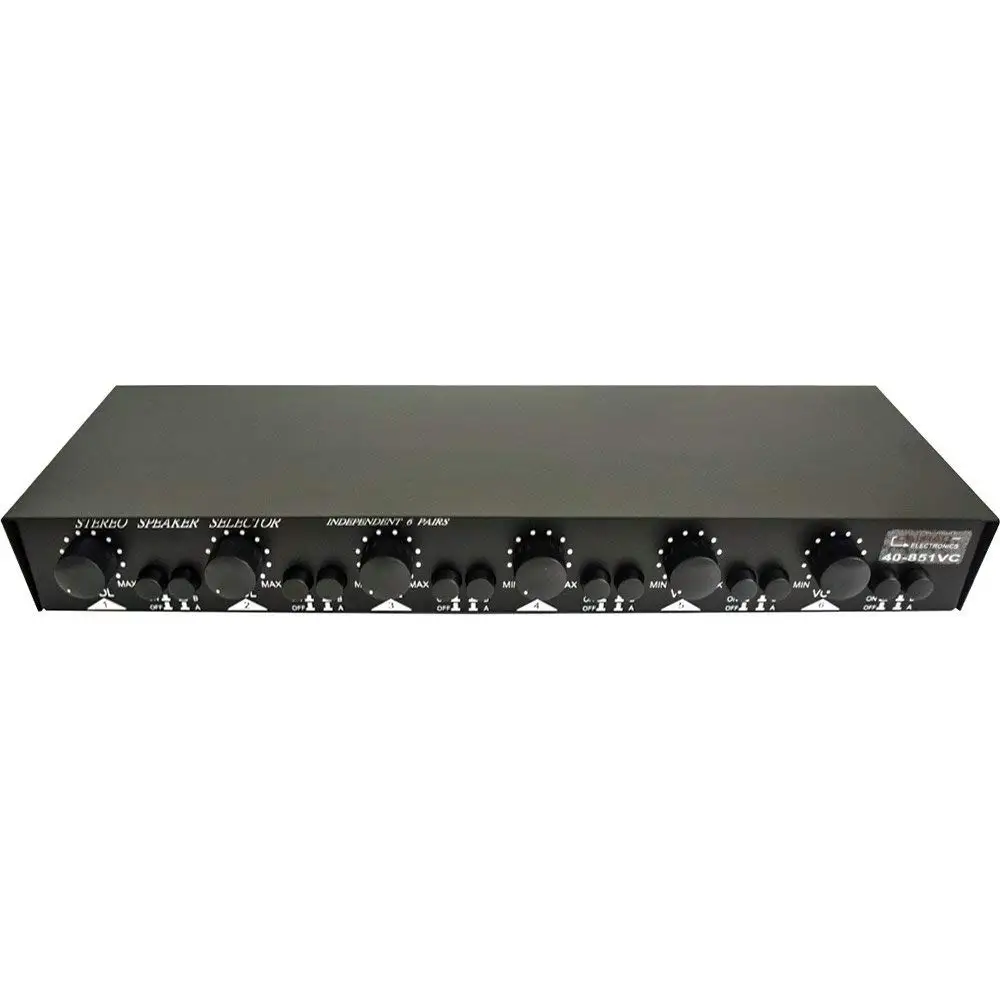 Calrad Dual Source//6 Zone Speaker Selector w// Impedance Matching Volume Control