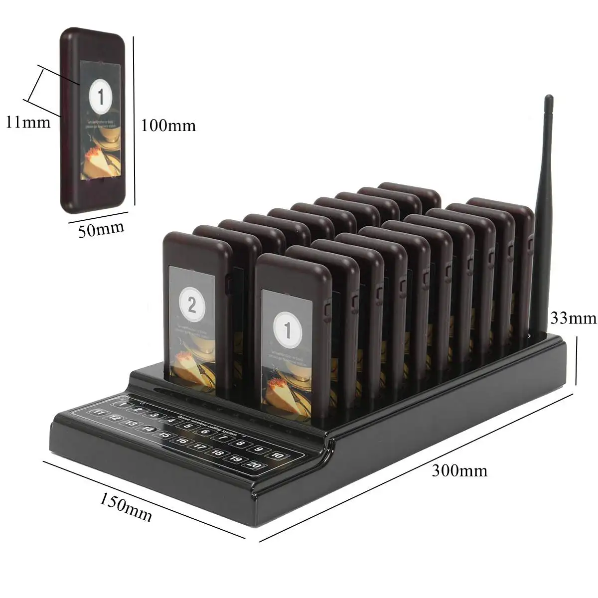 20 Restaurant Coaster Pager Guest Call Wireless Paging Queuing Calling System 