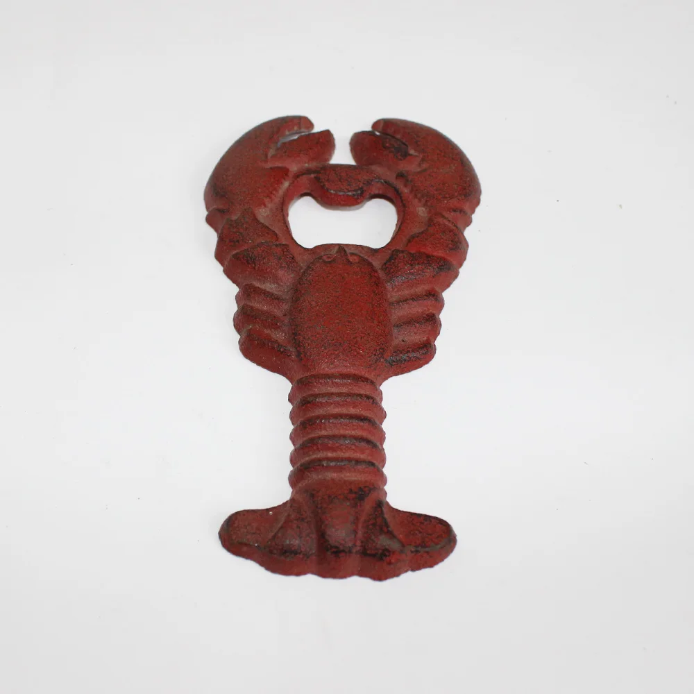 Lobster cast iron beer bottle openers with antique red finished