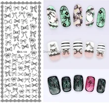 DS108 Prego Design de Unhas De Transferência De Água Art Sticker Cinza Bowknots Elementos Prego Envolve Dicas Etiqueta suprimentos de unhas de Manicura Decalque