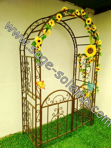 arco de jardín para rosa Arco de jardín arco decorativo de boda metal negro hierro forjado resistente marco de escalada para plantas 