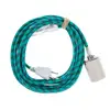 colourful plug style E26 E27 ceramics lampholder braided cable lamp cord set with switch