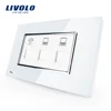Livolo Luxury White Crystal Glass Outlet US/AU Standard TEL+COM+COM Socket VL-C391TCC-81