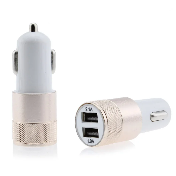 Aluminum Alloy Body Mobile Phone Car Charger Quick Charging Dual USB Charger For Smartphone