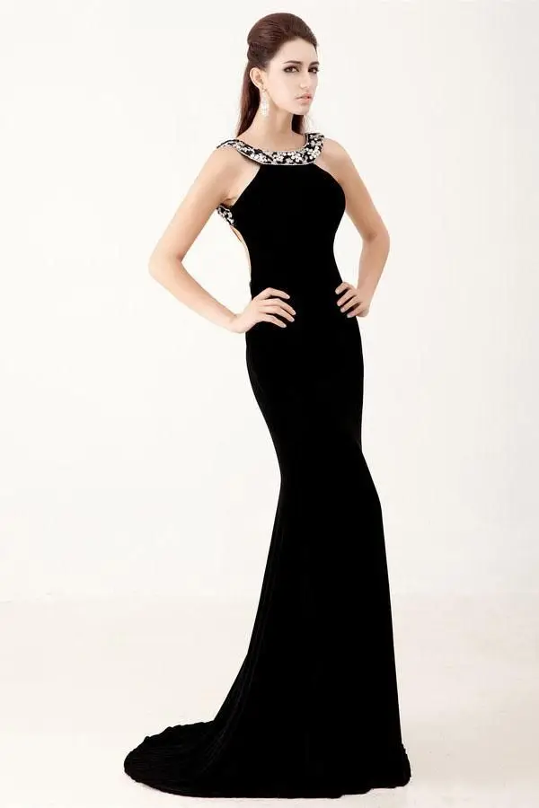 long black fitted dress