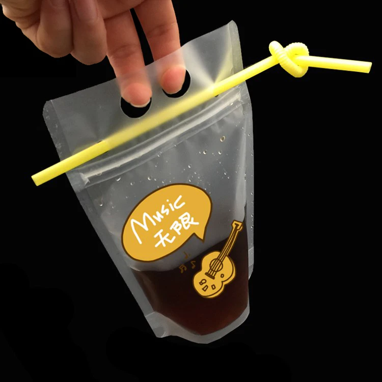 Clear Juice Drink Pouches Heavy Duty Handheld Reclosable Zipper Bags