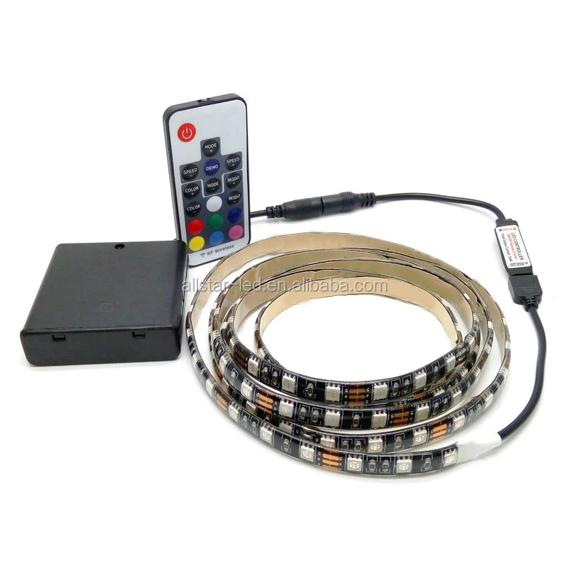 Battery Led Strip IP65 Light Waterproof 2m/1m/0.5m 5050 SMD RGB/Warm/Cool LED Flexible Strip Tape String Lamp with Battery Box