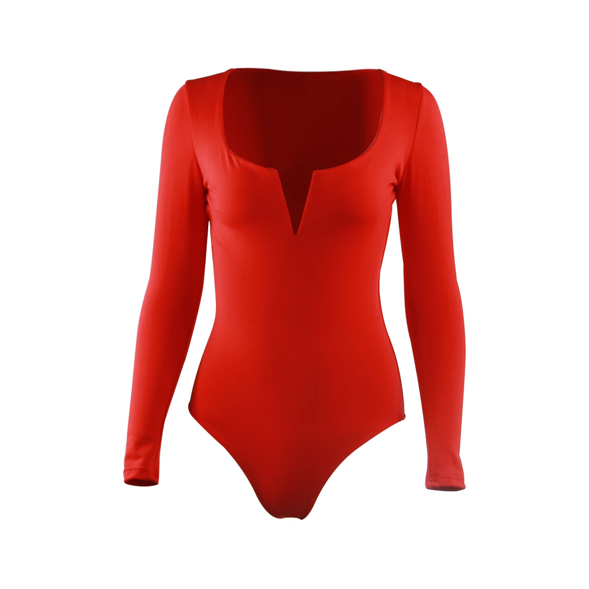 Oem Service Long Sleeve One Piece Slim Fit Solid Color Sexy Deep V Neck ...