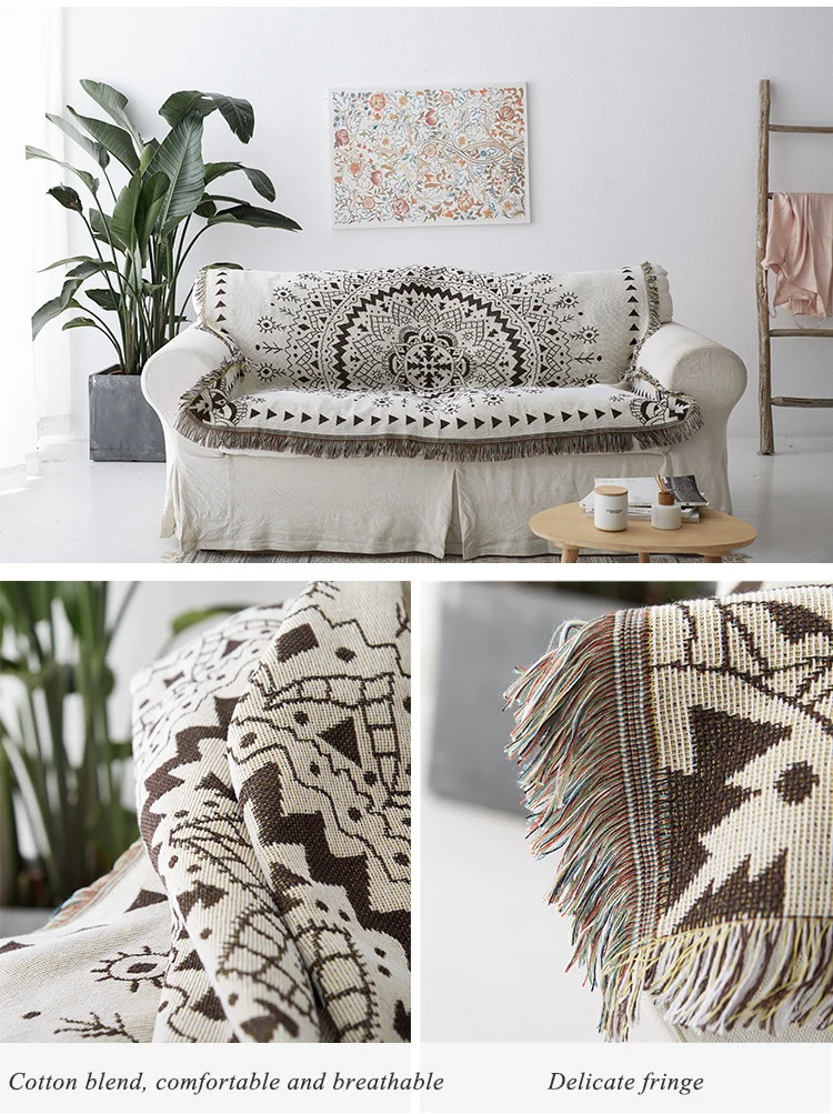 Amazon Hot Sale Woven Cotton Rawhouse Bohemian Throw Geometric Blanket