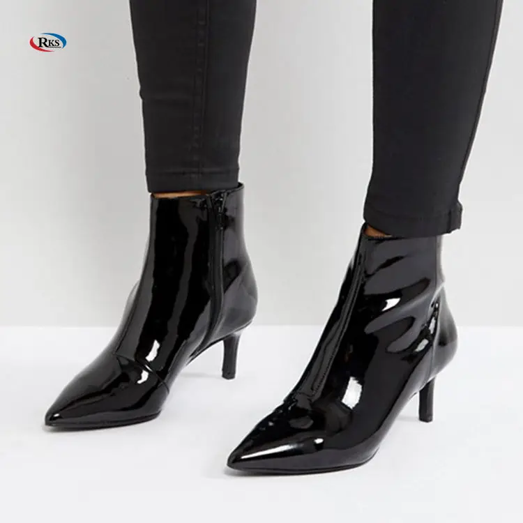 patent leather high heel boots