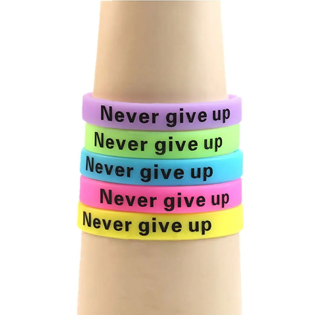 Never Give Up Luminated Silicone Wristband Sports Daily Wear Fashion