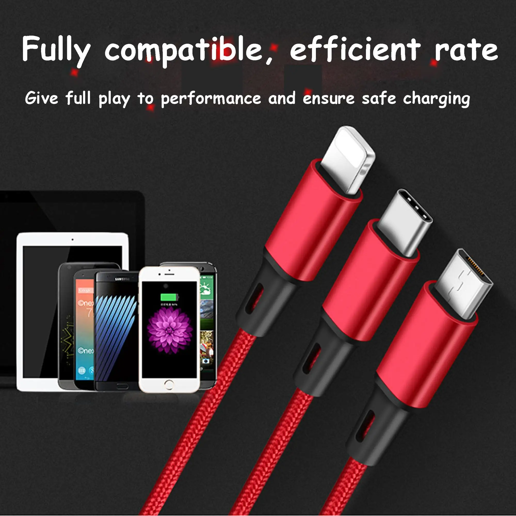 Threeinone Data Cable Nylon Braided Data Cable Usb Phone Charging