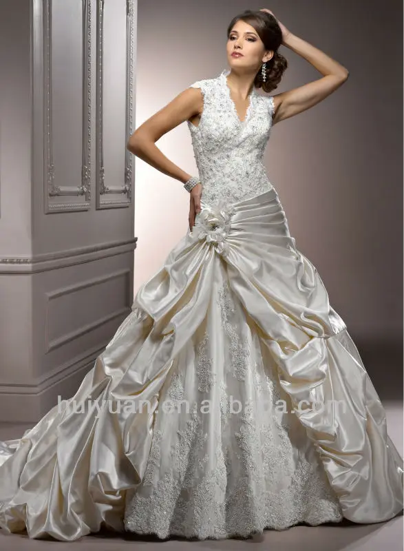2015 románticos a-line cuello alto vestidos de novia de encaje sin