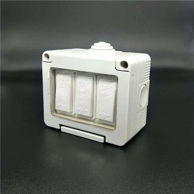 Ip55 10a Switches Waterproof Wall Switch 3 Gang 2 Way