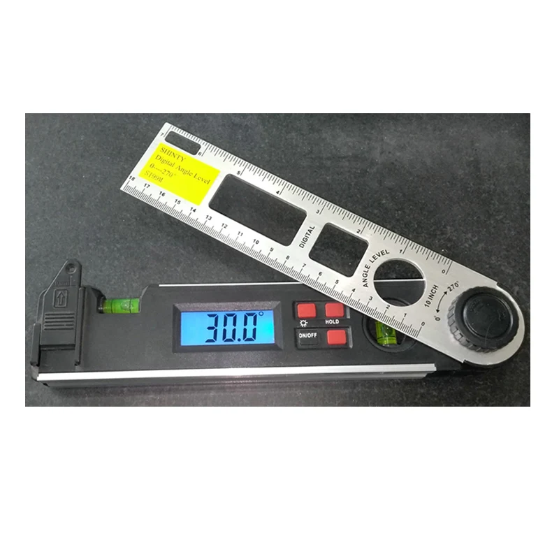 Lcd Screen Digital Protractor Goniometer Angle Finder Square Stainless Steel Electronic