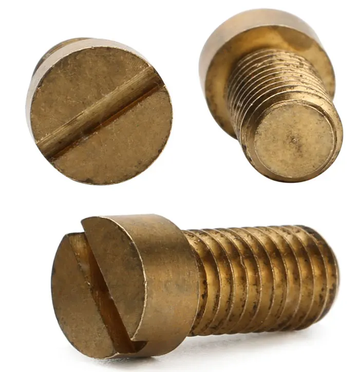 M6 Copper Brass Machine Screw Plain Finish Slotted Drive Right Hand