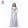 New Deep V Design Shiny Party Gown Formal Classy Evening Dress With Pockets