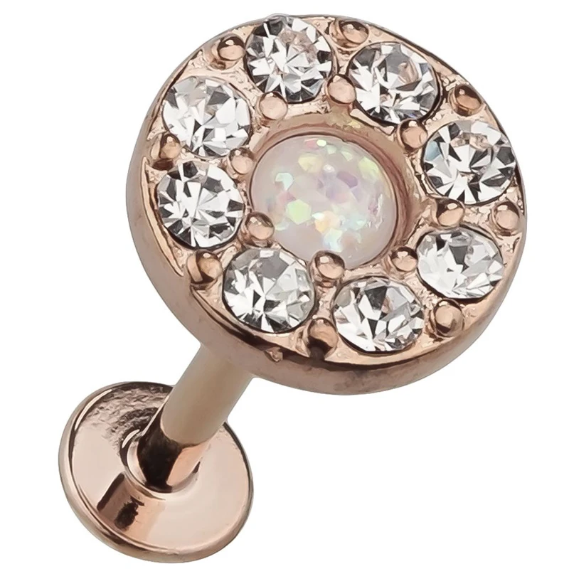 14k Gold Clear Gem Crystal Jeweled Labret Studs Piercing Jewelry Buy