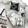 Monad Boho Black And White Set of 5 Lumbar Printed Patterns Cushion Cover