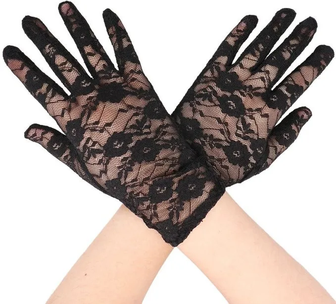 ladies black lace gloves