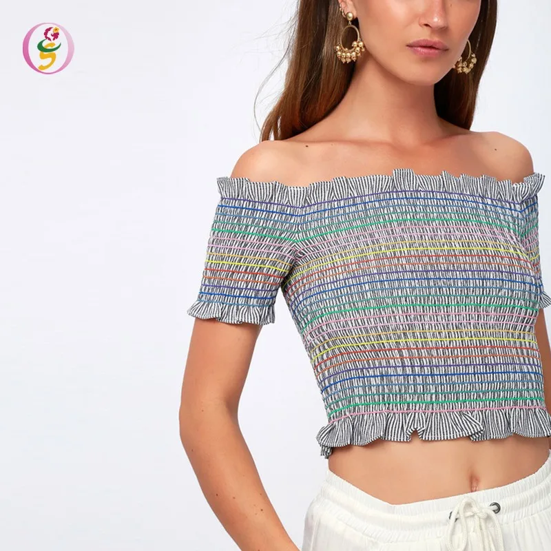 rainbow smocked top