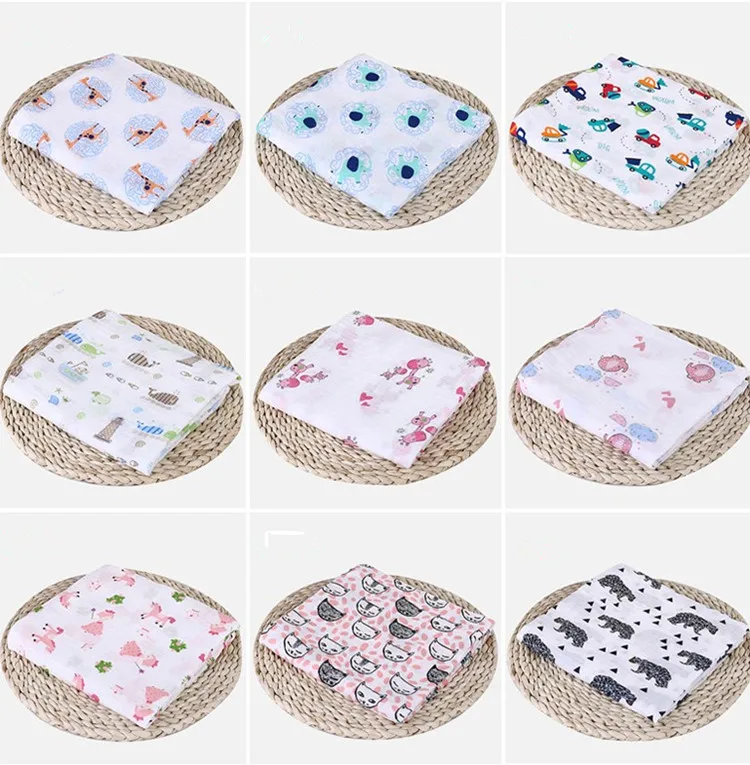 3 Pieces Set Soft Muslin Baby Swaddle 100 Organic Bamboo Cotton