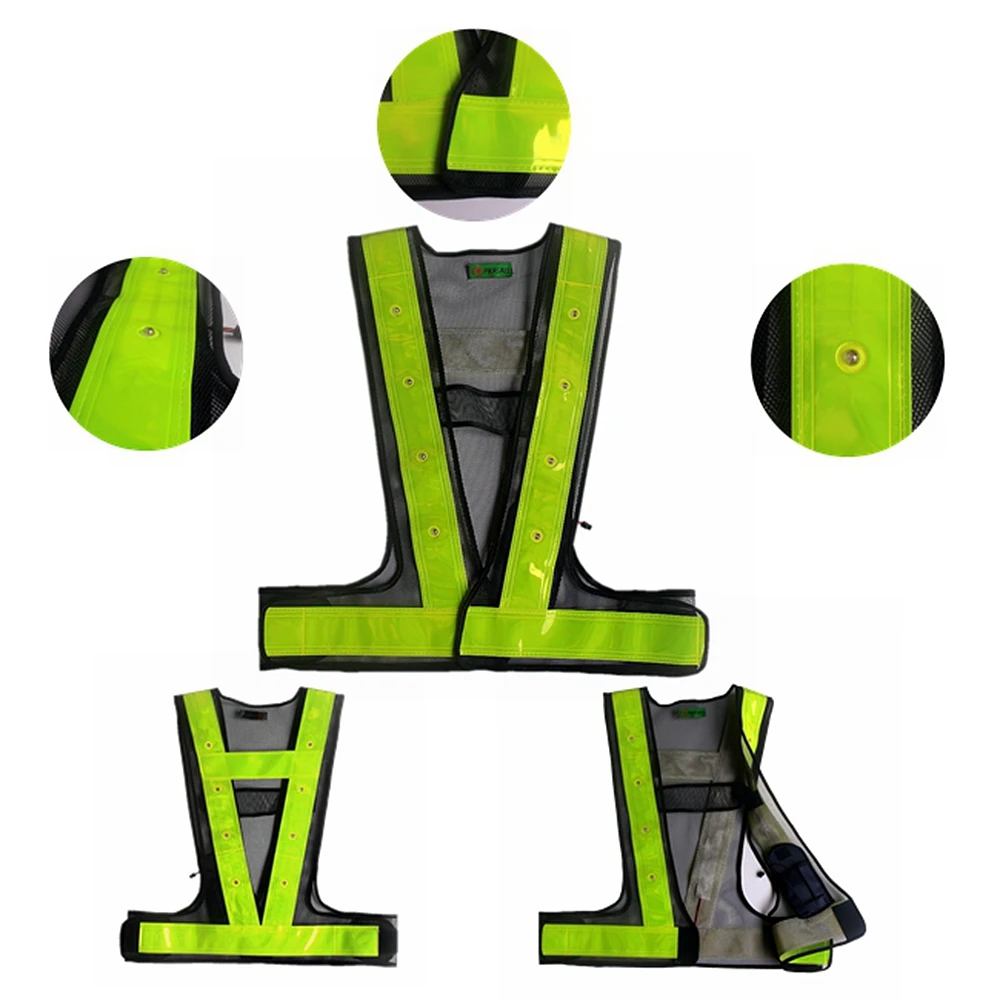 Custom High Visibility En1150 Green Reflective Safety Vest For Police