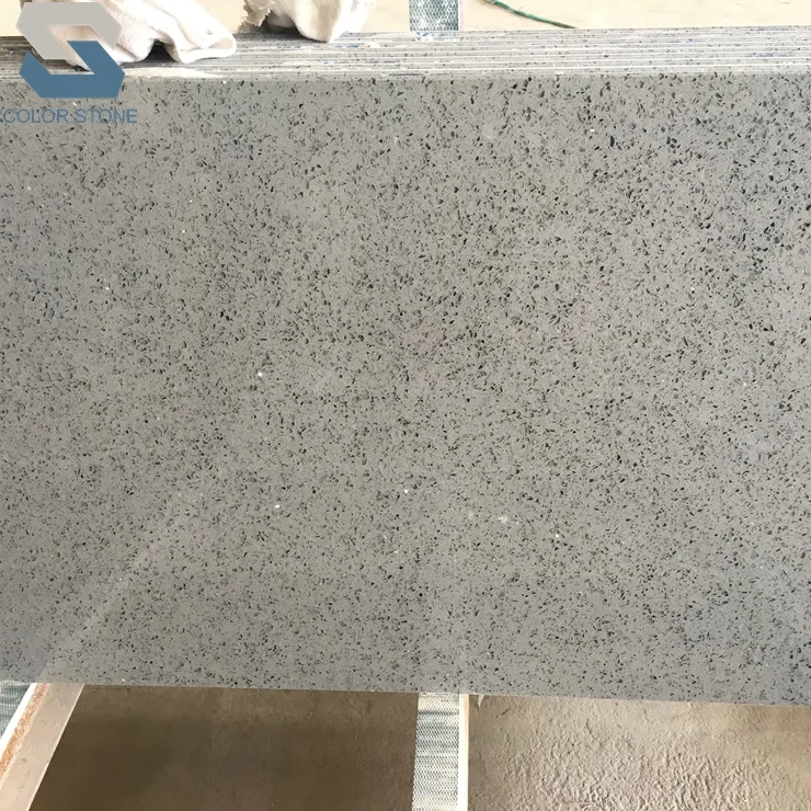 Fabricated Artificial Grey Sparkle Quartz Tops Quartz Countertops