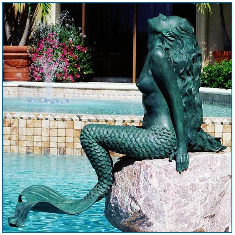 bronze mermaid water fountain