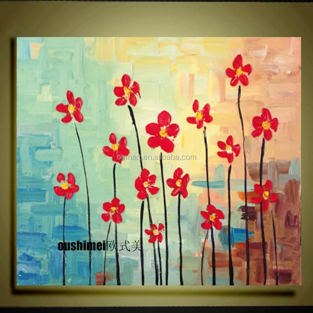 Pisau bunga abstrak di atas kanvas dilukis tangan gambar 